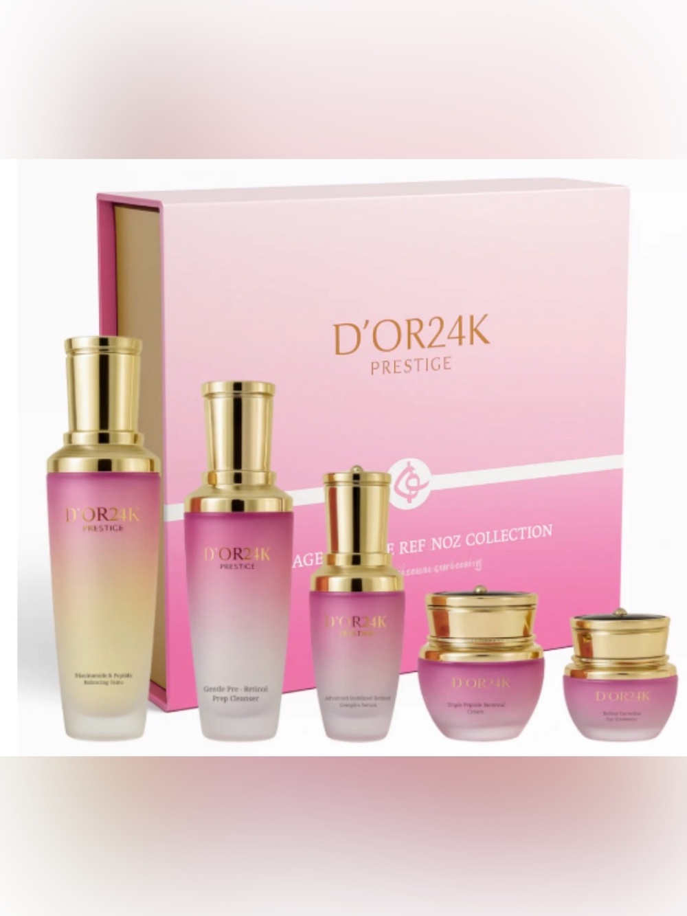 NWT D'OR24K Prestige Age Reverse Retinol Collection 5-Piece Gift Set Box